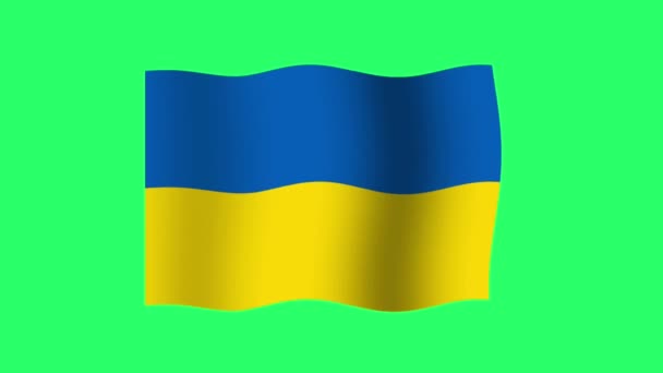 Animation Ukraine Flag Isolate Green Background — Stockvideo