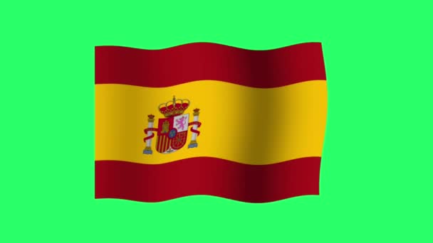 Animación Bandera España Aislada Sobre Fondo Verde — Vídeos de Stock