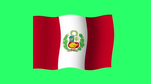 Animation Peru Flag Isolate Green Background — ストック動画
