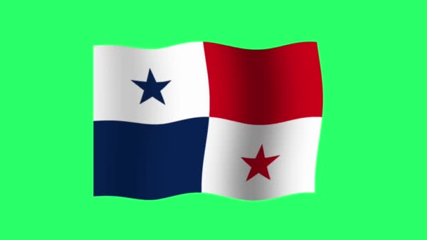 Animação Bandeira Panamá Isolada Sobre Fundo Verde — Vídeo de Stock