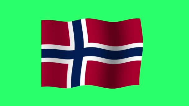 Animation Isoler Drapeau Norvège Sur Fond Vert — Video