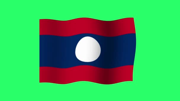 Animação Laos Bandeira Isolada Fundo Verde — Vídeo de Stock