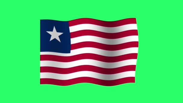 Animazione Bandiera Liberia Isolata Sfondo Verde — Video Stock