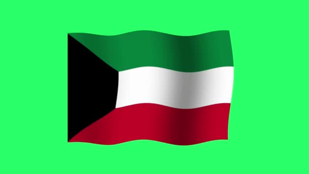 Animazione Kuwait Bandiera Isolare Sfondo Verde — Video Stock