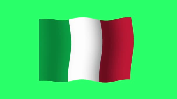 Animacja Włochy Flag Izolat Zielonym Tle — Wideo stockowe