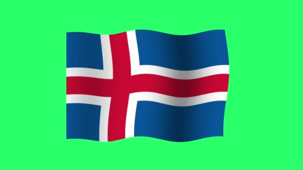 Animation Isoler Drapeau Islande Sur Fond Vert — Video