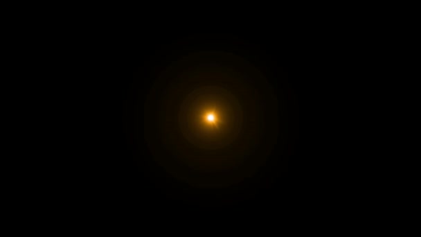 Realistic Orange Light Lens Flare Black Background — Stock Video