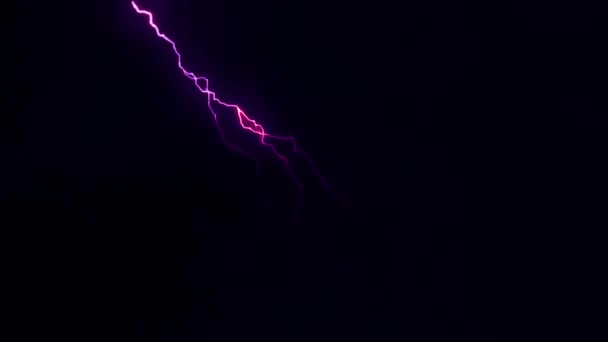 Realistic Purple Lightning Black Background — 图库视频影像