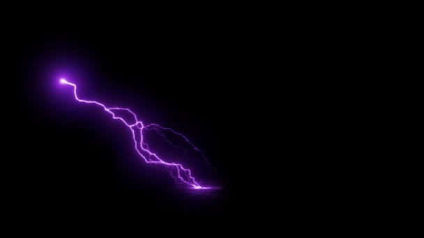 Realistic Purple Lightning Black Background — Stock video