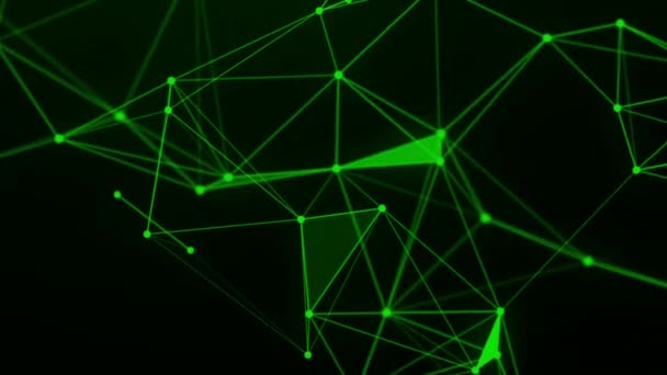 Animation Green Light Network Effects Black Background — Stock Video