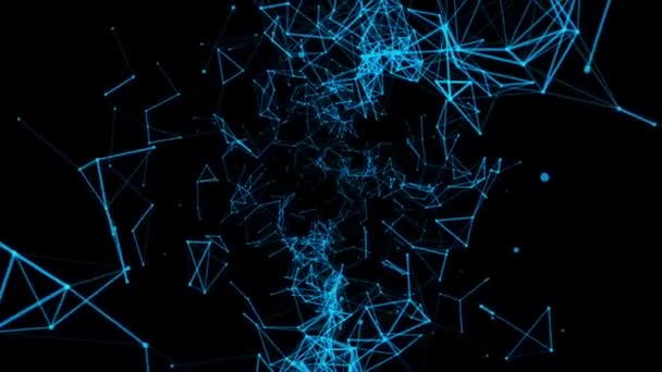 Animation Blue Light Network Effects Black Background — Vídeo de Stock