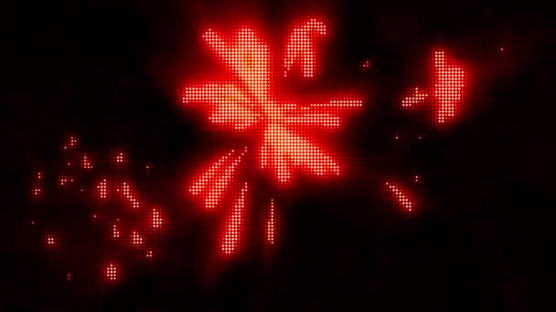 Realistic Red Light Firework Shape Black Background — Video Stock