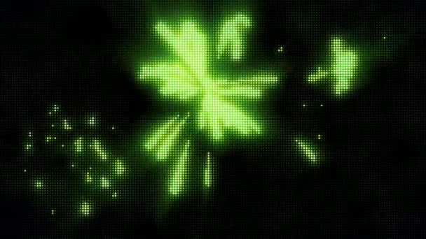 Realistic Green Light Firework Shape Black Background — Video Stock