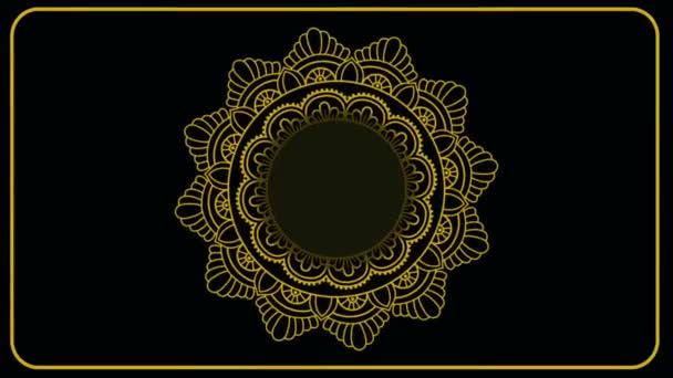 Animation Yellow Islamic Symbols Isolate Black Background — Vídeo de Stock