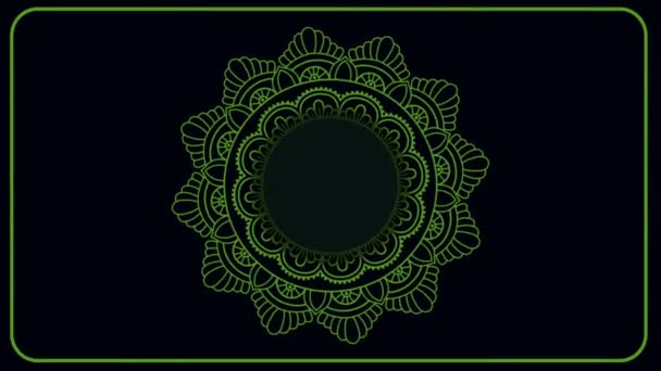 Animation Green Islamic Symbols Isolate Black Background — Vídeo de stock