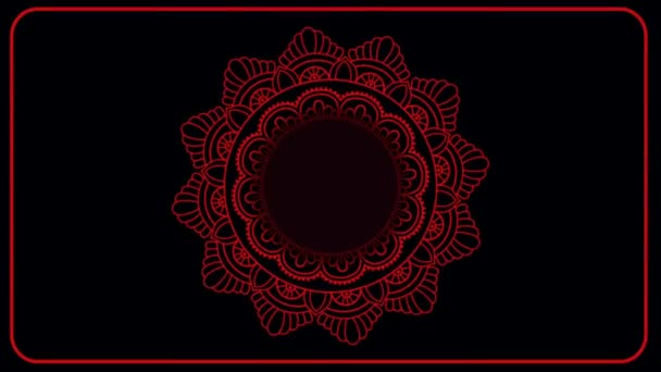 Animation Red Islamic Symbols Isolate Black Background — Vídeo de stock
