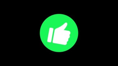 Animation green hand like on black background. 