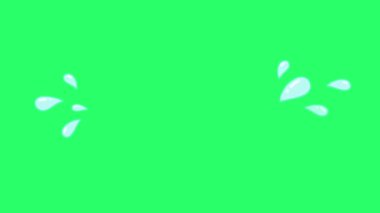  Animation blue tear isolate on green background. 