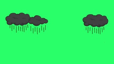 Animation rain cloud isolate on green background. 