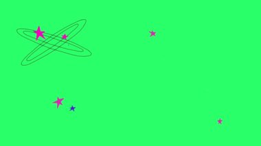  Animation blue star isolate on green background. 