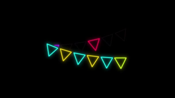 Animation Multicolored Neon Light Ribbons Isolate Green Background — Video Stock