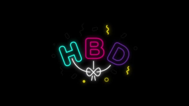 Animation Colorful Neon Light Text Isolate Black Background — Stock Video