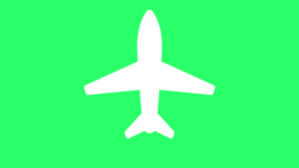Animation White Airplane Green Background — Vídeo de stock