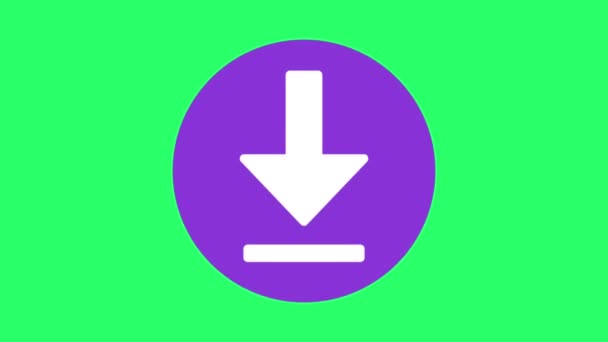 Animation White Download Symbol Green Background — Vídeo de stock