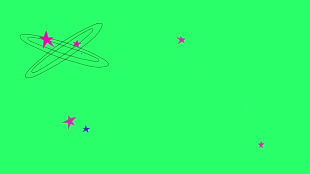 Animation Blue Star Isolate Green Background — Stock video