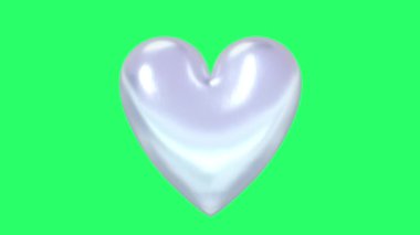 Animation white heart shape isolate on green background.