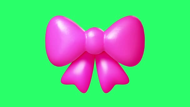 Animation Pink Bow Isolate Green Background — Stock Video