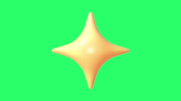 Animation Yellow Star Shape Isolate Green Background — ストック動画