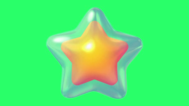 Animation Yellow Star Shape Isolate Green Background — Vídeo de stock