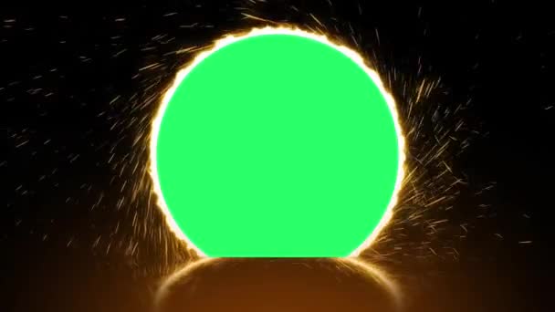 Animation Colorful Geometric Shape Intro Template Orange Sparkle Green Background — Vídeo de stock