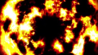 Orange flame isolate on black background.