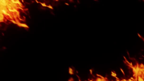 Orange Flame Isolate Black Background — Vídeo de stock