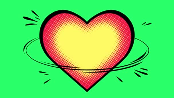 Yeşil Arkaplandaki Yazı Için Animasyon Turuncu Kalp Şekli — Stok video