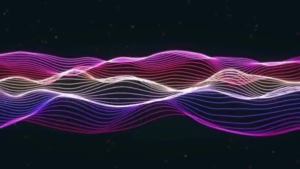 Анимация Красочные Неоновые Линии Волна Абстрактный Фон — стоковое видео