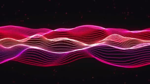 Animation Färgglada Neon Linjer Våg Abstrakt Bakgrund — Stockvideo