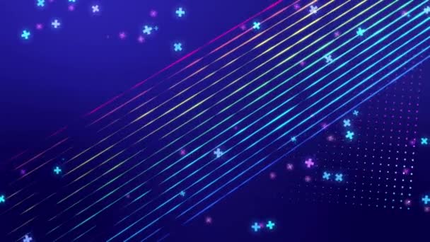 Animatie Kleurrijke Neon Lijnen Golf Abstracte Achtergrond — Stockvideo