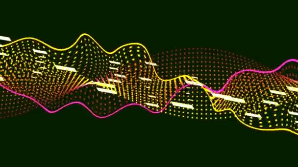 Animation Lignes Fluo Colorées Vague Fond Abstrait — Video