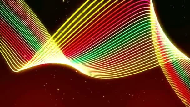 Animatie Kleurrijke Lichtlijnen Golf Abstracte Achtergrond — Stockvideo