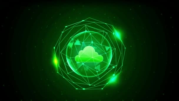 Cuadro Digital Hud Verde Animación Con Nube Luz Verde Espacio — Vídeos de Stock