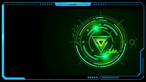 Cuadro Digital Hud Azul Animación Con Círculo Luz Verde Espacio — Vídeos de Stock