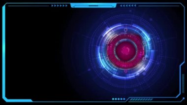 Kırmızı ışık dairesi ve doku arkaplanı için alanı olan mavi HUD animasyon çerçevesi.