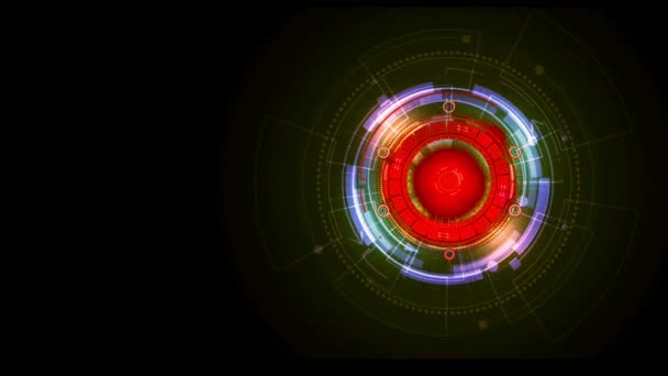 Animatie Groen Hud Digitaal Frame Met Rode Lichtcirkel Ruimte Voor — Stockvideo