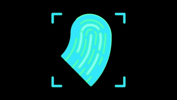 Animação Ícone Digitalização Dedo Azul Hud Isolado Fundo Preto — Vídeo de Stock