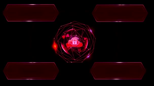 Animatie Rode Cirkel Hud Digitaal Frame Met Rode Spatiebalk Voor — Stockvideo