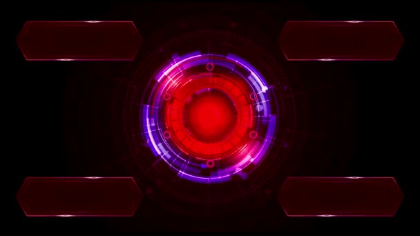 Κινούμενα Σχέδια Μπλε Κύκλος Hud Ψηφιακό Πλαίσιο Κόκκινο Πλήκτρο Διαστήματος — Αρχείο Βίντεο