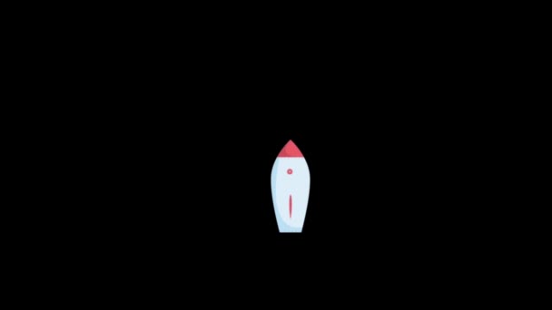 Animation Vit Raket Objekt Isolat Grön Bakgrund — Stockvideo